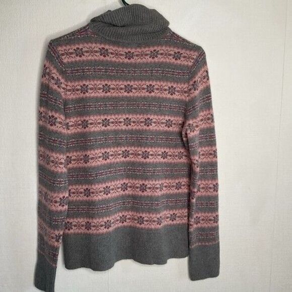 NWOT Garnet Hill Wool Blend Highland Turtleneck Sweater Women Size M Gray/Pink - Picture 6 of 10